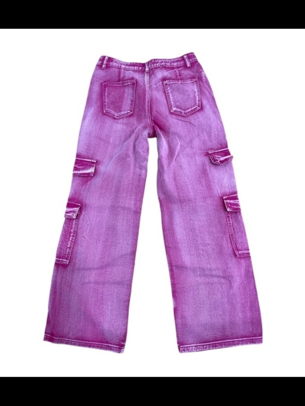 NWT Boutique | SZ S | Pink Mineral Wash Cargo Wide Leg High Rise Pants Size S - Picture 4 of 5